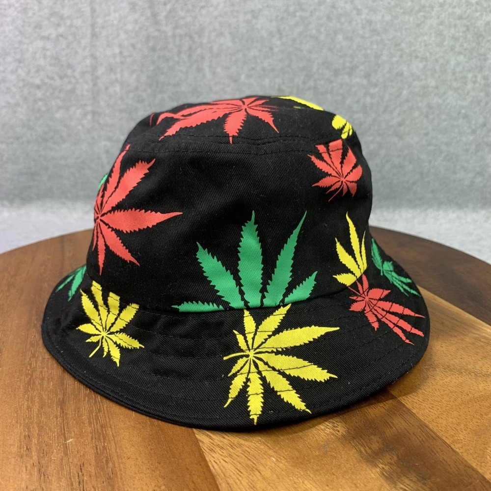 Rasta Marijuana Weed Leaf‎ Hat Bucket Mens One Size Black Red Green 420 Festival